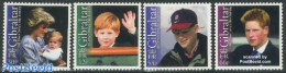 Gibraltar 2002 Prince Harry 18th Birthday 4v, Mint NH, History - Kings & Queens (Royalty) - Familles Royales