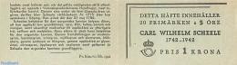 Sweden 1942 C.W. Von Scheele Booklet, Mint NH, Science - Chemistry & Chemists - Stamp Booklets - Nuovi