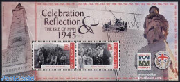 Isle Of Man 2005 Celebration Reflection S/s, Mint NH, History - Transport - Kings & Queens (Royalty) - World War II - .. - Familles Royales