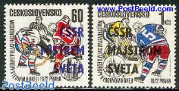 Czechoslovkia 1972 Ice Hockey World Champion 2v, Mint NH, Sport - Ice Hockey - Sport (other And Mixed) - Sonstige & Ohne Zuordnung