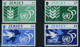 Jersey 1995 50 Years United Nations 4v, Mint NH, History - United Nations - Jersey