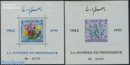 Afghanistan 1964 Teachers Day 2 S/s, Mint NH, Nature - Science - Flowers & Plants - Education - Afganistán