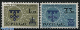 Portugal 1960 Stamp Exposition Lisbon 2v, Mint NH, History - Transport - Coat Of Arms - Philately - Ships And Boats - Ongebruikt