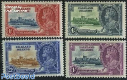 Falkland Islands 1935 Silver Jubilee 4v, Unused (hinged), History - Transport - Kings & Queens (Royalty) - Ships And B.. - Familles Royales