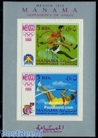 Manama 1968 Olympic Games S/s (with Embossed Perforation), Mint NH, Sport - Athletics - Olympic Games - Athletics