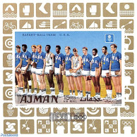 Ajman 1969 Basketball, Olympic Games Mexico, S/s Imperforated (printed Perforation), Mint NH, Sport - Athletics - Bask.. - Athlétisme