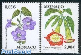 Monaco 2002 Definitives, Flowers 2v, Mint NH, Nature - Flowers & Plants - Unused Stamps