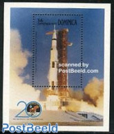 Dominica 1989 Moonlanding S/s, Mint NH, Transport - Space Exploration - Dominikanische Rep.