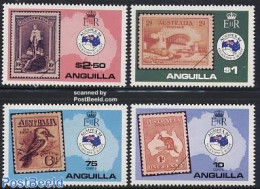 Anguilla 1984 Ausipex 84 4v, Mint NH, Nature - Transport - Various - Animals (others & Mixed) - Birds - Philately - St.. - Postzegels Op Postzegels
