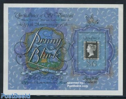 Saint Vincent & The Grenadines 1990 Stamp World London S/s, Mint NH, Stamps On Stamps - Postzegels Op Postzegels