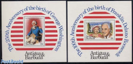 Antigua & Barbuda 1982 Washinton/Roosevelt 2 S/s, Mint NH, History - American Presidents - Antigua Und Barbuda (1981-...)