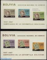 Bolivia 1968 Stamp Centenary 2 S/s, Mint NH, 100 Years Stamps - Stamps On Stamps - Timbres Sur Timbres