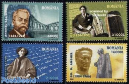 Romania 2004 Famous Persons 4v, Mint NH, Art - Authors - Bridges And Tunnels - Handwriting And Autographs - Sculpture - Neufs