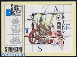 Saint Vincent 1991 Discovery Of America S/s, Mint NH, History - Transport - Explorers - Ships And Boats - Onderzoekers