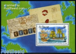 Saint Vincent 1992 First Transatlantic Letter With Stamps S/s, Mint NH, Transport - Philately - Stamps On Stamps - Shi.. - Timbres Sur Timbres