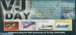 Saint Vincent 2005 VJ Day 4v M/s, SBD-3 Dauntless, Mint NH, History - Transport - World War II - Aircraft & Aviation -.. - Guerre Mondiale (Seconde)