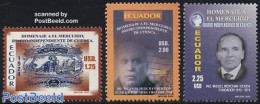 Ecuador 2005 El Mercurio Newspaper 3v, Mint NH, History - Newspapers & Journalism - Ecuador