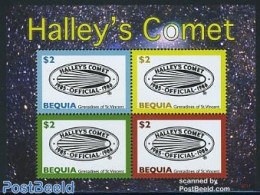 Saint Vincent & The Grenadines 2007 Bequia, Halleys Comet 4v M/s, Mint NH, Science - Astronomy - Halley's Comet - Astrología