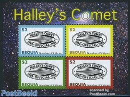 Saint Vincent & The Grenadines 2007 Bequia, Halleys Comet 4v M/s, Mint NH, Science - Astronomy - Halley's Comet - Astrology