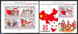 Burundi 2013 Diplomatic Relations With China 2 S/s, Mint NH, History - Various - Flags - Politicians - Maps - Géographie