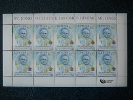 100th Anniv. Pope John Paull II # Lithuania Lietuva Litauen Lituanie Litouwen # 2020 MNH # Klb. - Lithuania