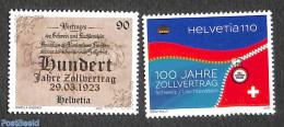 Switzerland 2023 100 Years Zoll Treaty With Liechtenstein 2v, Mint NH, Various - Joint Issues - Ungebraucht