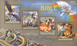 Central Africa 2014 Animals In The Bible 4v M/s, Mint NH, Nature - Religion - Animals (others & Mixed) - Birds - Camel.. - Christianisme