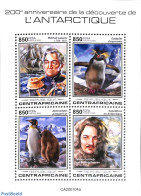 Central Africa 2020 Antarctica 4v M/s, Mint NH, History - Nature - Science - Transport - Explorers - Penguins - The Ar.. - Exploradores