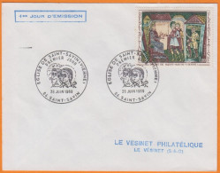 86 SAINT-SAVIN Cachet  1er Jour Y.et.T. 1588 Fresque De L'Abbaye Le 25 Juin 1969  Sur Lettre - 1960-1969