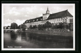AK Breslau, Universität, Flusspartie  - Schlesien