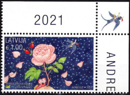 LATVIA 2021-19 Fairy Tale, Literature: The Rose Ghost. Painting. CORNER, MNH - Cuentos, Fabulas Y Leyendas