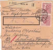 Paketkarte 1947: Berlin Nach Gmund Am Tegernsee - Covers & Documents