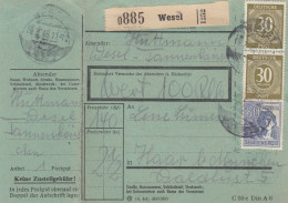 Paketkarte 1948: Wesel Tannenhäuschen Nach Haar, Wertkarte, Bes. Formular - Cartas & Documentos