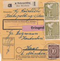 Paketkarte 1948: Hohenpolding über Moosburg Nach Haar, Dringend - Cartas & Documentos