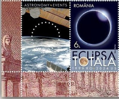 ROMANIA  2024  ASTRONOMY - TOTAL ECLIPSE From April 8 2024  Set Of 2 Stamps With Labels MNH** - Astronomia