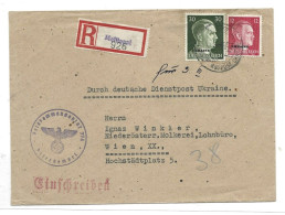 Dienstpost Ukraine Einschreiben Melitopol Feldkommandantur 1943 Feldpost - Feldpost 2e Wereldoorlog