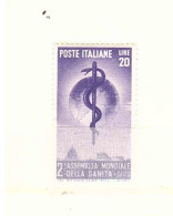 1949 L.20 SANITA' - 1946-60: Mint/hinged