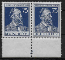 MiNr. 964, Plattennummer 2, Waagrechtes Unterrandpaar, Postfrisch, ** - Mint