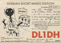 X120856 CARTE QSL RADIO AMATEUR DL1DH ALLEMAGNE GERMANY DEUTSCHLAND DARMSTADT - TRAUTHEIM EN 1954 - Amateurfunk