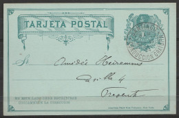 Chili - CP Tarjeta Postal 1c Repiquée "Société Belge De Bienfaisance Au Chili" Càd "SANTIAGO /12-VI 1894/ CONDUCCION GRA - Chili