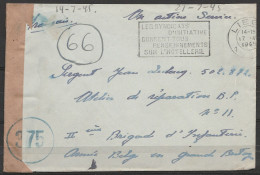LSC (sans Texte) Franchise S.M. Flam. LIEGE /17.V.1945 Pour Sergent Brigade D'Infanterie Armée Belge En Grande Bretagne  - Guerra 40 – 45 (Cartas & Documentos)