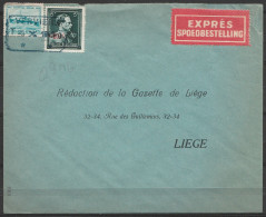 L. EXPRES Affr. N°724T+725 Càd Bleu CdF [VERVIERS /-9.X.1946] Enveloppe Préadressée Gazette De Liège (patte De L'envelop - 1946 -10%