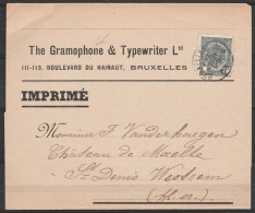 Bande D'imprimé "The Gramphone & Typewriter Ltd" Affr. N°53 Càd BRUXELLES (MIDI)/17 JUILLET 1903 Pour ST-DENIS WESTREM - 1893-1907 Coat Of Arms