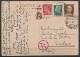 Italie - EP Cartolina Postale 30c + 1L45 Càpt "TORRE ANNUNZIATO /20.8.1940/ NAPOLI" Pour EECLOO - Cachet Censure (voir T - Entiers Postaux