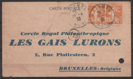 CP Concours De Ballons Affr. N°235x2 Càd RAIMES /19-4-1933 Pour BRUXELLES (au Dos: Détails De L'atterrissage Et De L'exp - 1960-.... Brieven & Documenten