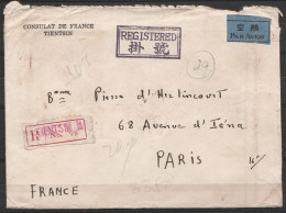 L. Recommandée Entête "Consulat De France" Affr. Au Dos Càd TIENTSIN /4.1.1936 Pour PARIS (passage SHANGHAI) - 1912-1949 Republiek