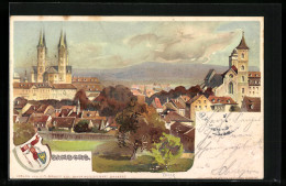 Lithographie Bamberg, Panoramablick Auf Die Stadt, Wappen  - Bamberg