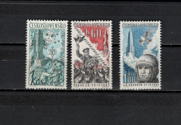 Czechoslovakia 1961 Space, Yuri Gagarin 3 Stamps MNH - Europe