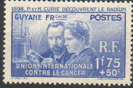 Guyane Française   Pierre Et Marie Curie , Union Internationale Contre Le Cancer  XXX 1938 - Ongebruikt