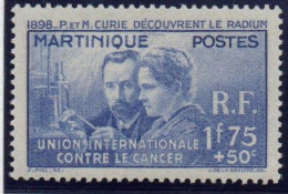 Martinique    Pierre Et Marie Curie , Union Internationale Contre Le Cancer  XXX 1938 - Unused Stamps